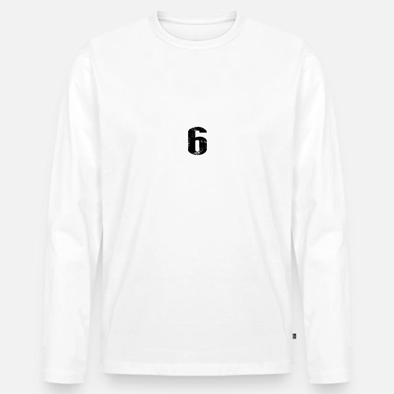 6 Zahl Trikot - Männer Premium Bio Langarmshirt - Weiß