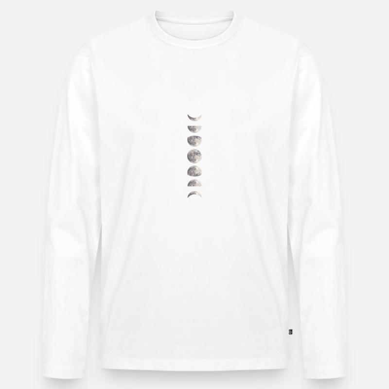 Mondphasen - Männer Premium Bio Langarmshirt - Weiß