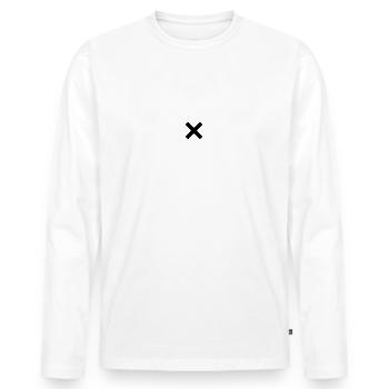 x - Men's Premium Organic Long Sleeve Shirt - white - Front - Nico (187cm)