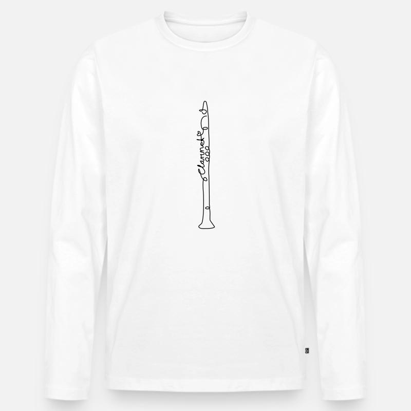 one line clarinet - Männer Premium Bio Langarmshirt - Weiß