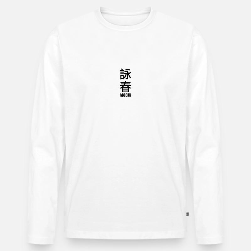 Wing Chun | chinesische Schriftzeichen | vertikale - Männer Premium Bio Langarmshirt - Weiß