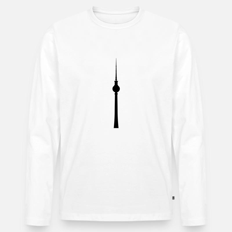 Fernsehturm Berlin - Männer Premium Bio Langarmshirt - Weiß