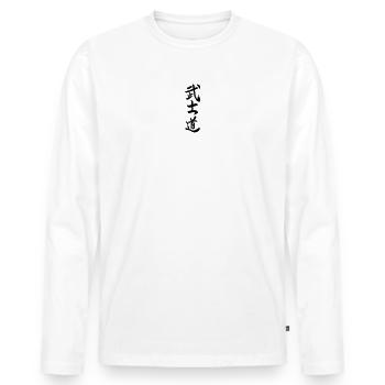 Bushido in Japanese kanji script - Men's Premium Organic Long Sleeve Shirt - white - Front - Nico (187cm)