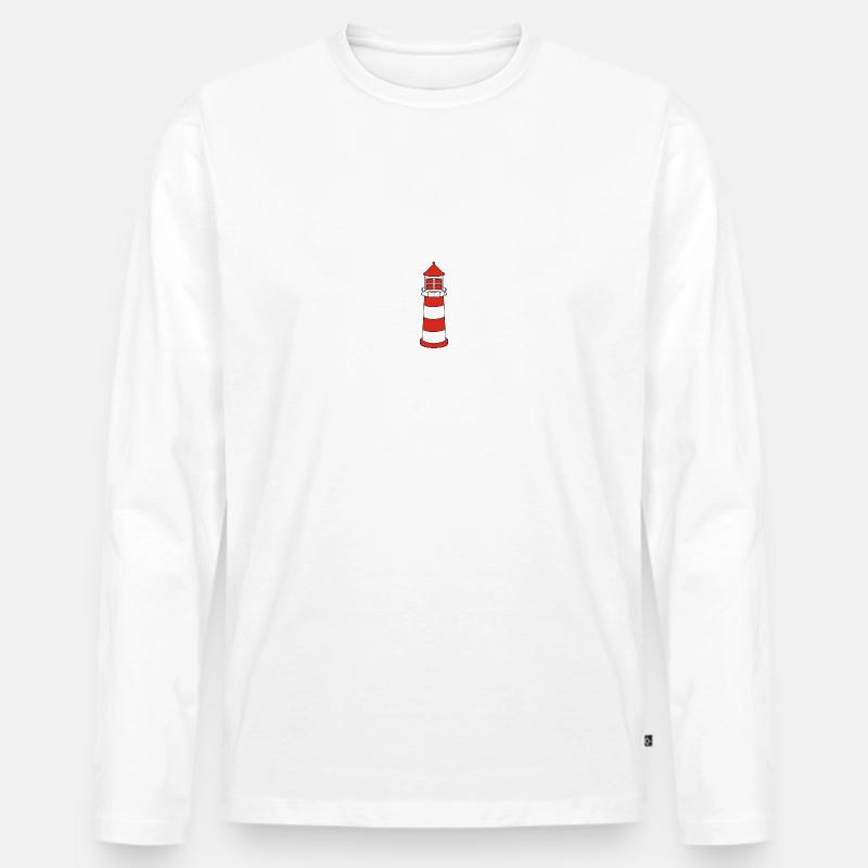 Roter Leuchtturm - Männer Premium Bio Langarmshirt - Weiß
