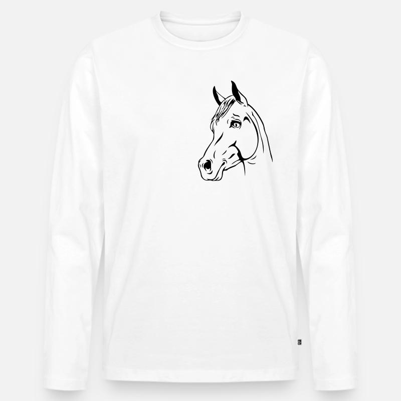 ein Pferdekopf - Männer Premium Bio Langarmshirt - Weiß