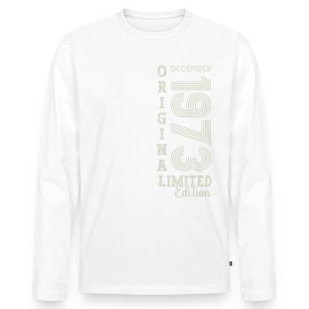 Original December 1973 49th birthday gift - Men's Premium Organic Long Sleeve Shirt - white - Front - Nico (187cm)