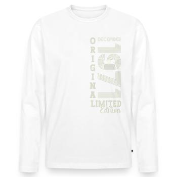 Original December 1971 51st Birthday Gift - Men's Premium Organic Long Sleeve Shirt - white - Front - Nico (187cm)