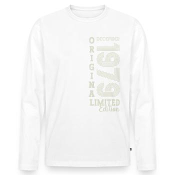 Cadeau original du 43e anniversaire de décembre 1979 - T-shirt manches longues Premium bio Homme - blanc - Devant - Nico (187cm)