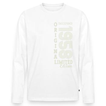 Original December 1958 64th birthday gift - Men's Premium Organic Long Sleeve Shirt - white - Front - Nico (187cm)