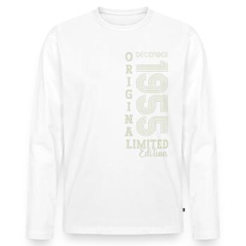 Cadeau original du 67e anniversaire de décembre 1955 - T-shirt manches longues Premium bio Homme - blanc - Devant - Nico (187cm)
