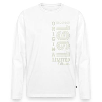 Original December 1961 61st birthday gift - Men's Premium Organic Long Sleeve Shirt - white - Front - Nico (187cm)