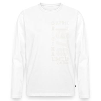 45e anniversaire homme April Né en 1978 Original - T-shirt manches longues Premium bio Homme - blanc - Devant - Nico (187cm)