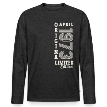 50e anniversaire Homme April Né en 1973 Original - T-shirt manches longues Premium bio Homme - anthracite chiné - Devant - Nico (187cm)