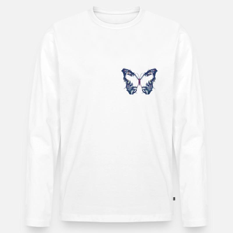 Kalligraphie Butterfly - Männer Premium Bio Langarmshirt - Weiß