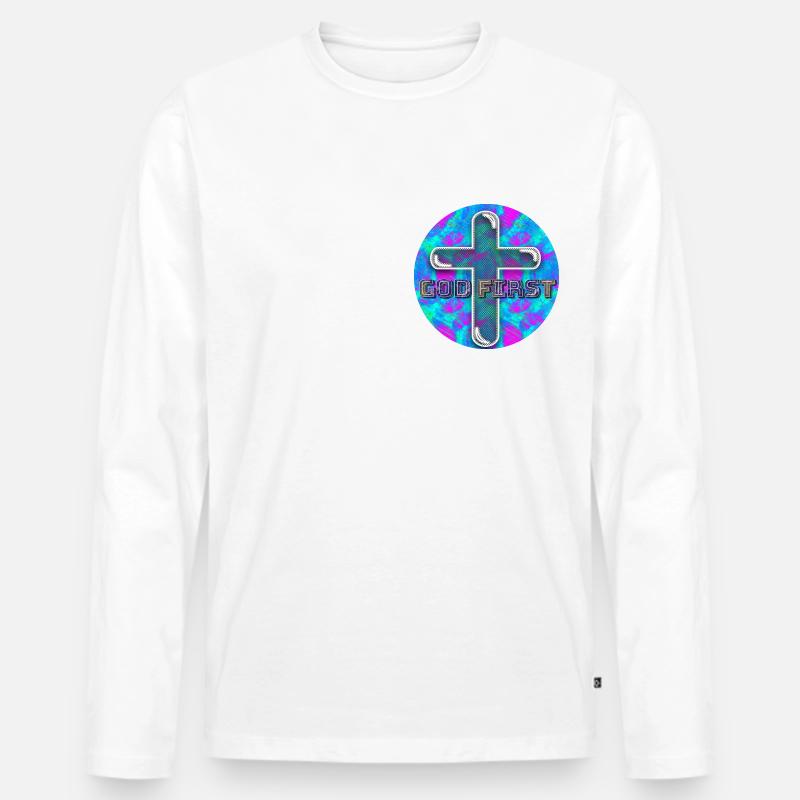 God First (Eins) - Männer Premium Bio Langarmshirt - Weiß
