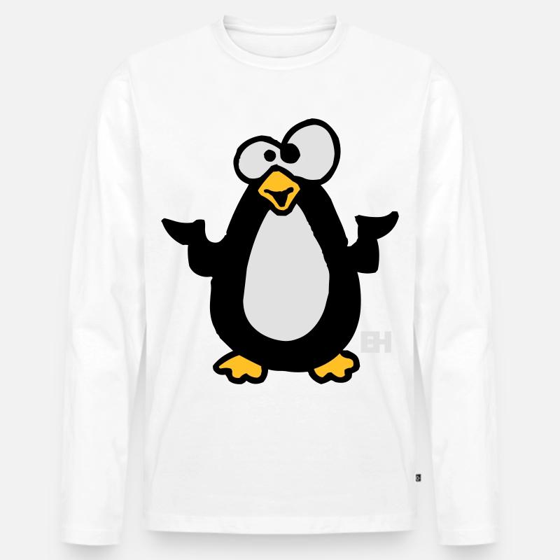 Pinguin - Männer Premium Bio Langarmshirt - Weiß