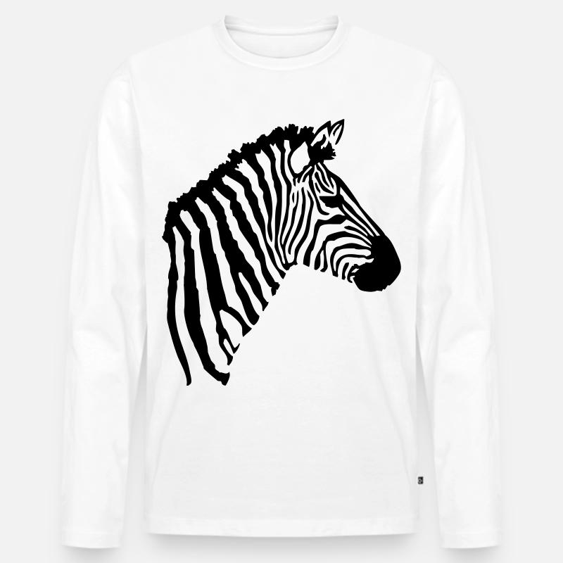 Zebra Kopf - Männer Premium Bio Langarmshirt - Weiß