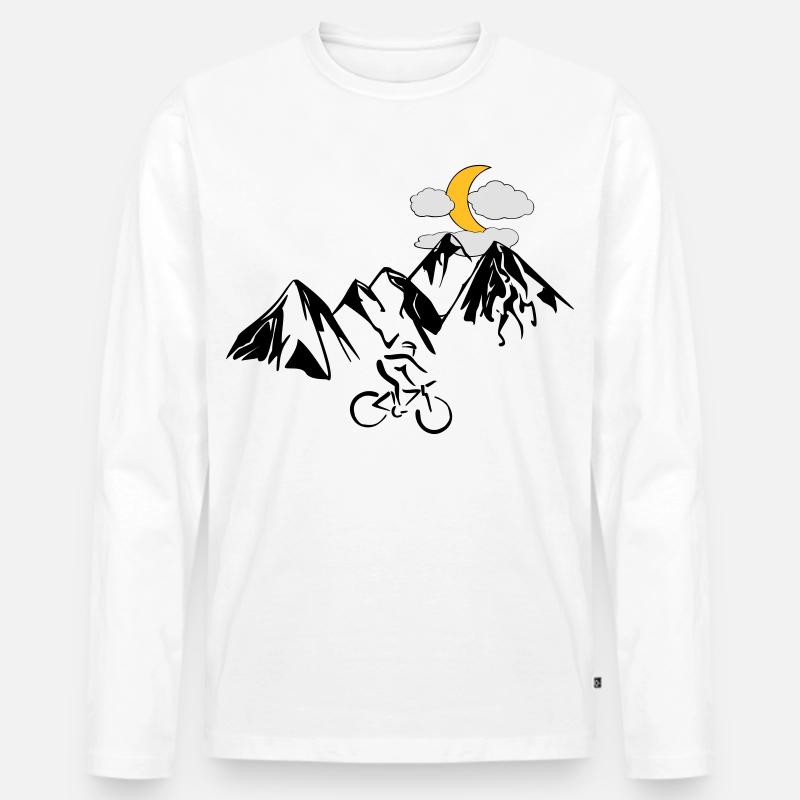 Mountainbiker mit Bergen - Männer Premium Bio Langarmshirt - Weiß