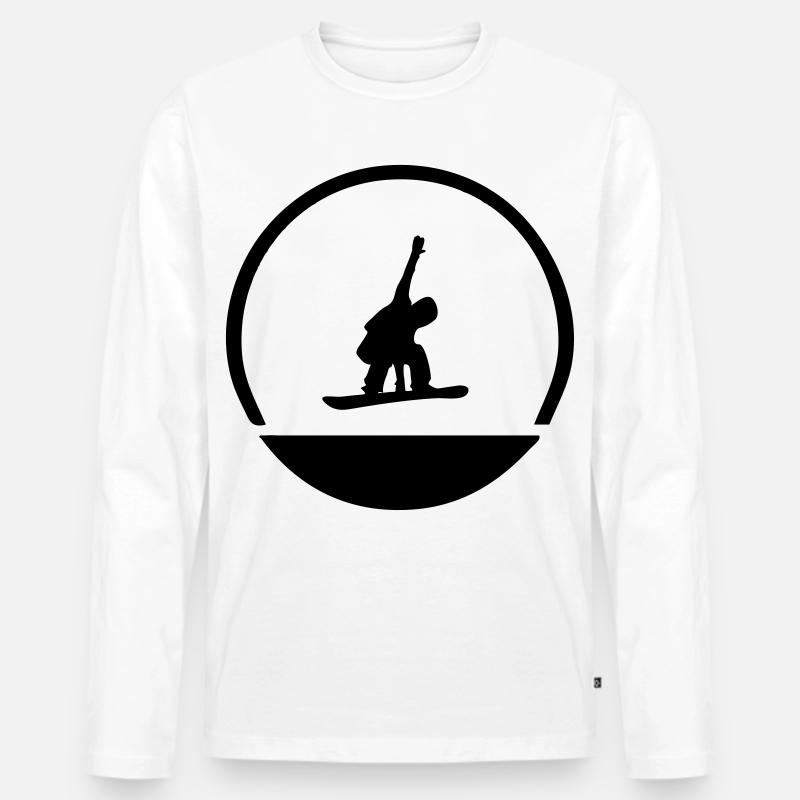 Snowboarder Emblem - Männer Premium Bio Langarmshirt - Weiß
