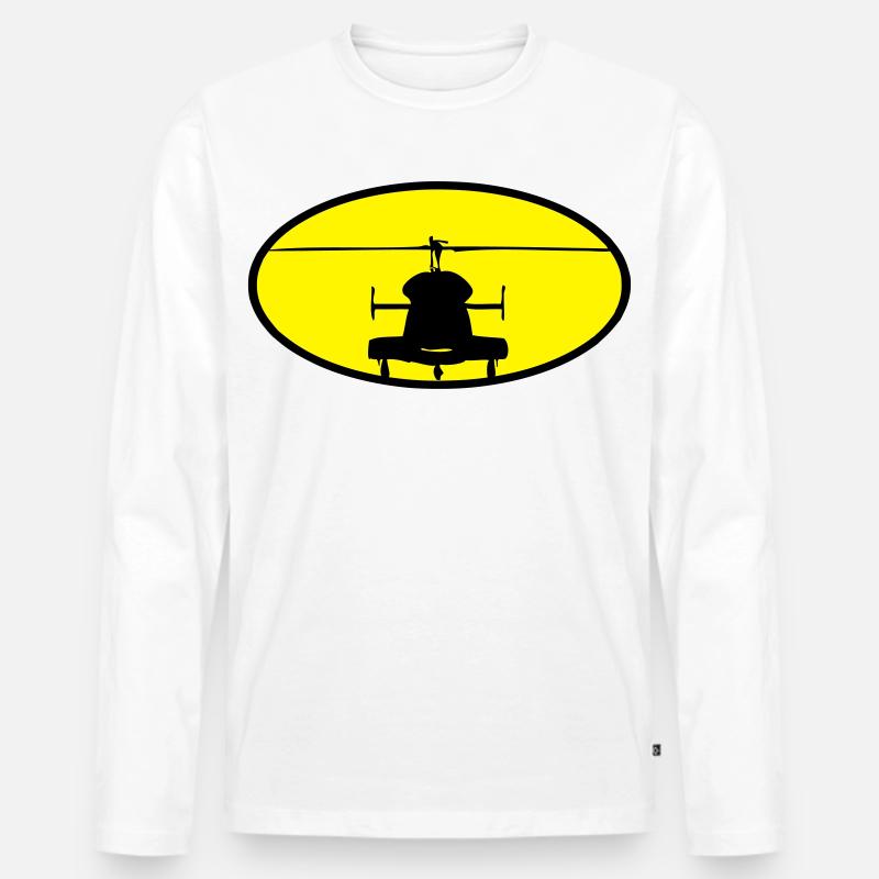 Hubschrauber Logo - Männer Premium Bio Langarmshirt - Weiß
