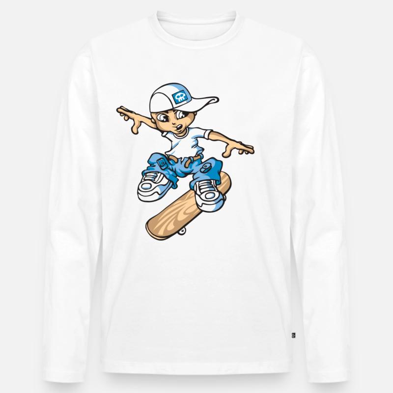 Skater boy - Männer Premium Bio Langarmshirt - Weiß