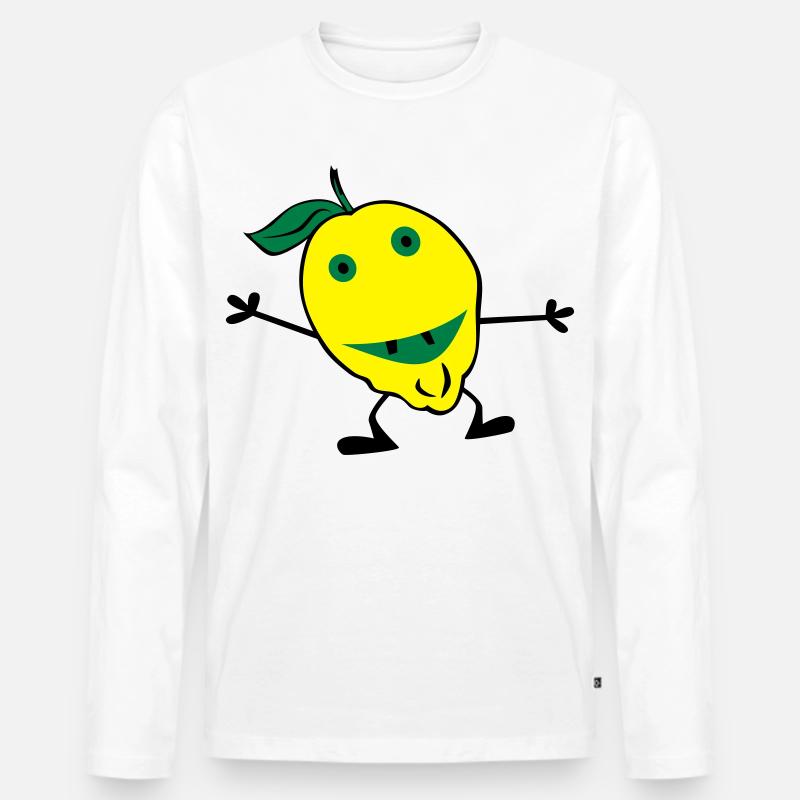 Zitronen Mann - Männer Premium Bio Langarmshirt - Weiß