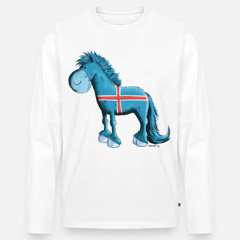 Der Isländer ist da - Männer Premium Bio Langarmshirt - Weiß