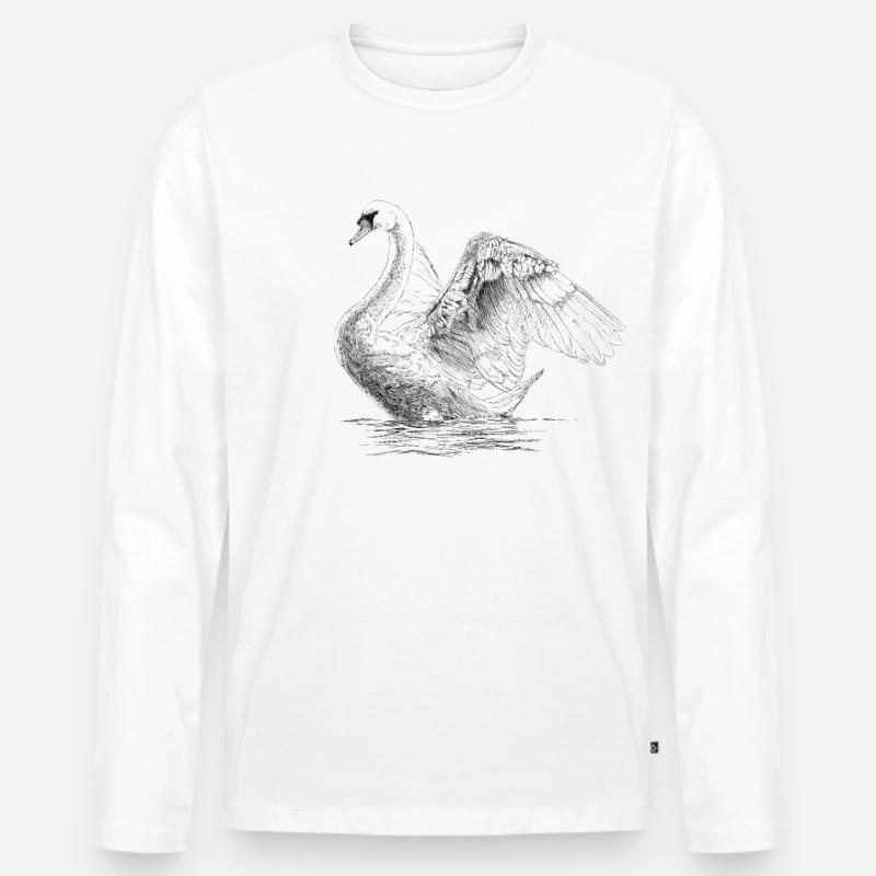 Schwan - Männer Premium Bio Langarmshirt - Weiß