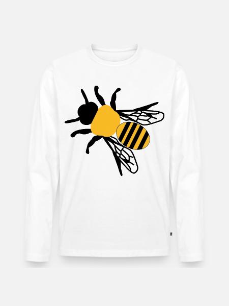 Biene klein - Männer Premium Bio Langarmshirt - Weiß