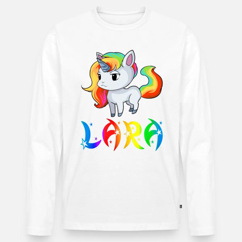 Lara Einhorn - Männer Premium Bio Langarmshirt - Weiß