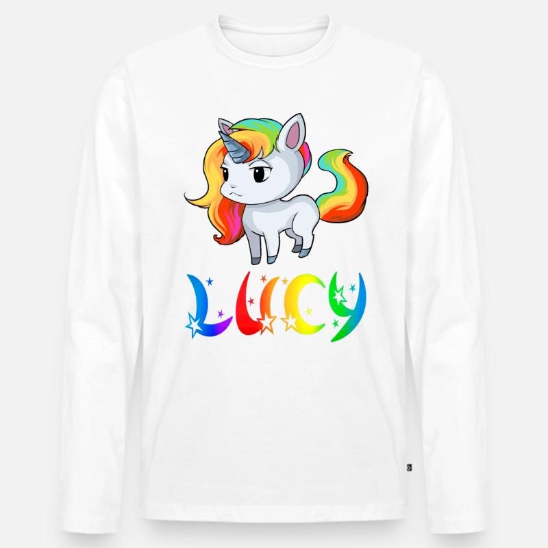 Lucy Einhorn - Männer Premium Bio Langarmshirt - Weiß