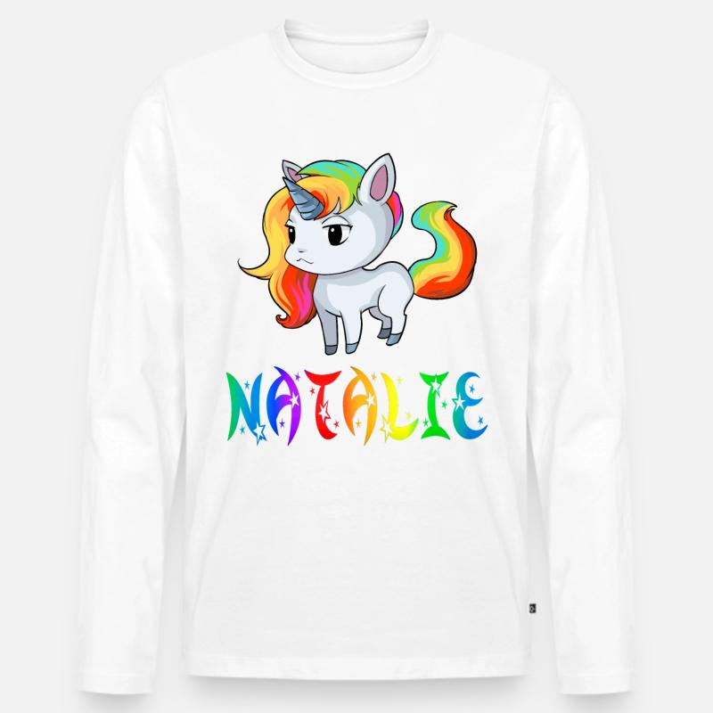 Natalie Einhorn - Männer Premium Bio Langarmshirt - Weiß