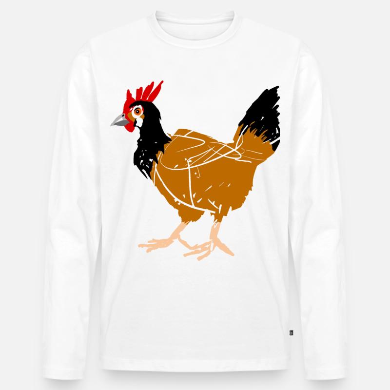 Henne - Männer Premium Bio Langarmshirt - Weiß