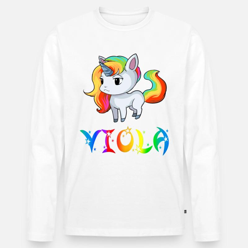 Viola Einhorn - Männer Premium Bio Langarmshirt - Weiß