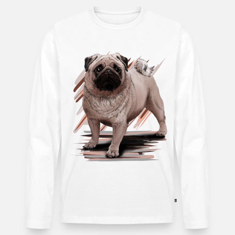 Mops - Männer Premium Bio Langarmshirt - Weiß