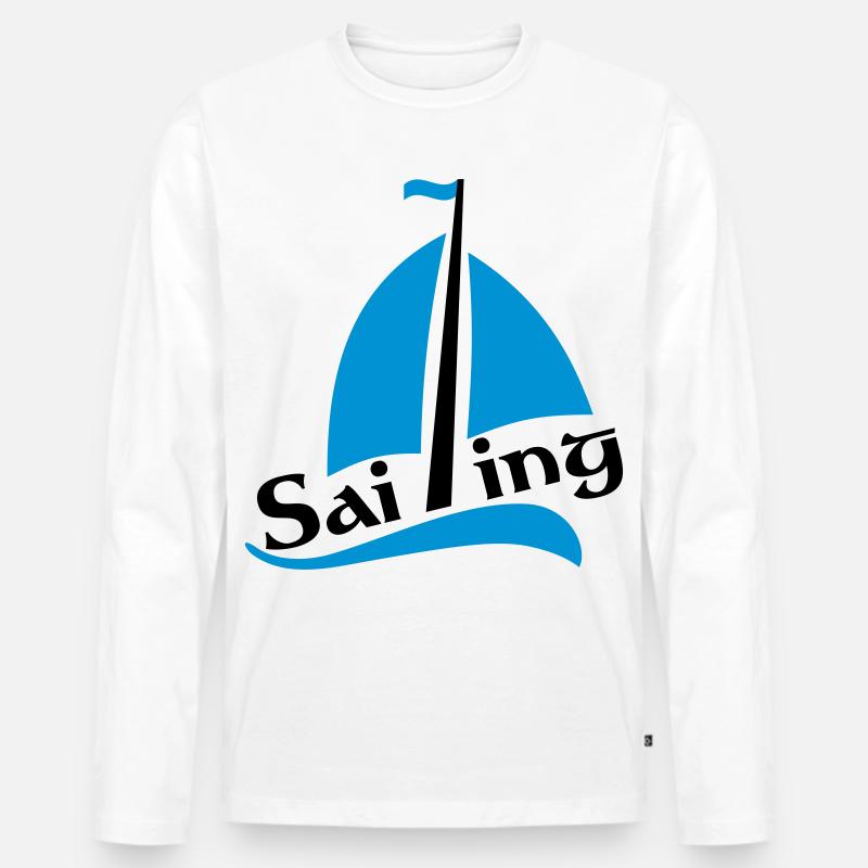 Segelboot - Männer Premium Bio Langarmshirt - Weiß