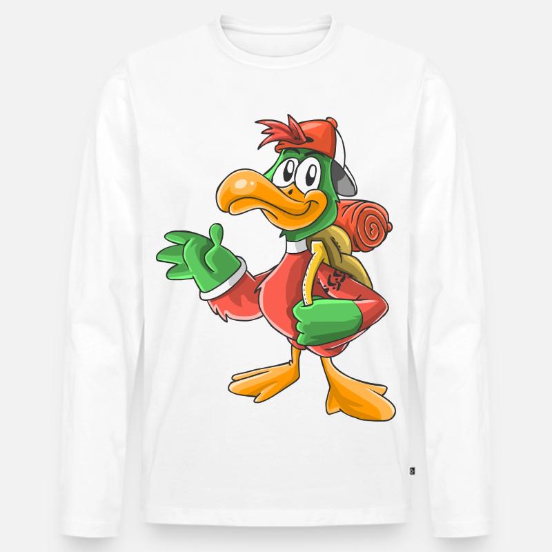 Lustiger Wandervogel - Männer Premium Bio Langarmshirt - Weiß