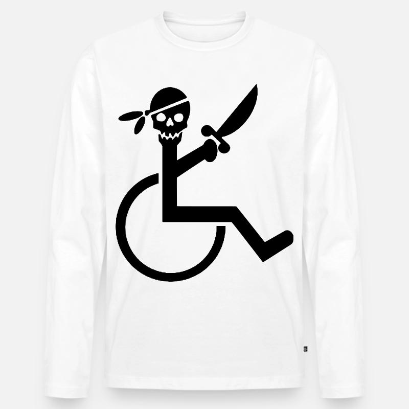 Rollstuhl-Pirat # - Männer Premium Bio Langarmshirt - Weiß