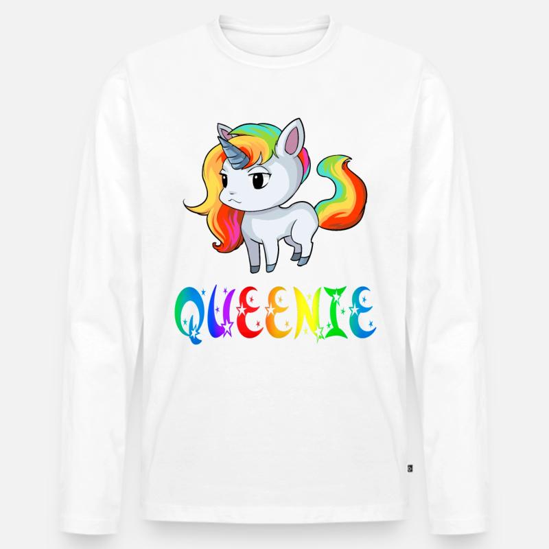 Einhorn Queenie - Männer Premium Bio Langarmshirt - Weiß