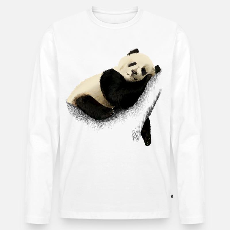 Panda - Männer Premium Bio Langarmshirt - Weiß
