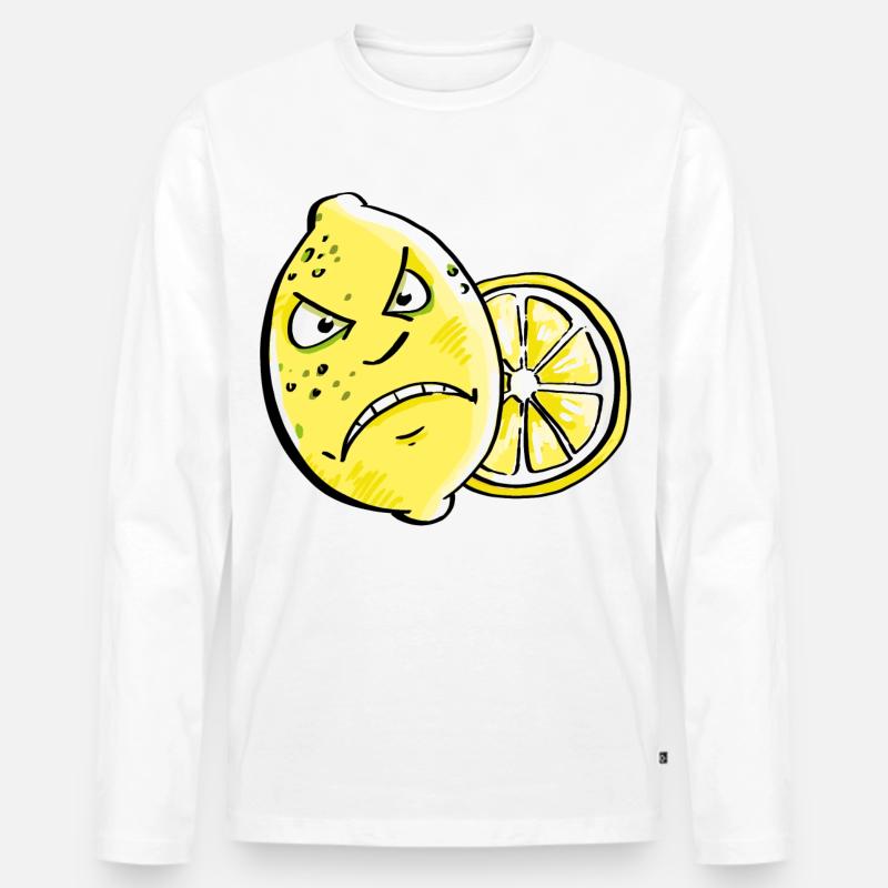 Bin Sauer - Zitrone - Zitrusfrucht - Männer Premium Bio Langarmshirt - Weiß