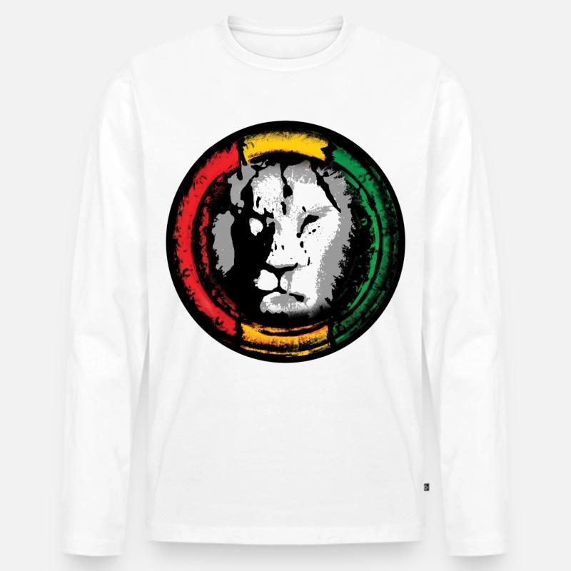 Reggae Löwe im Rasta Stil - Männer Premium Bio Langarmshirt - Weiß