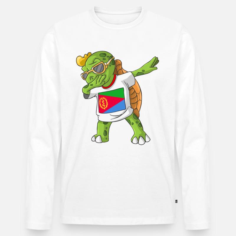 Eritrea Dabbing Schildkröte - Männer Premium Bio Langarmshirt - Weiß