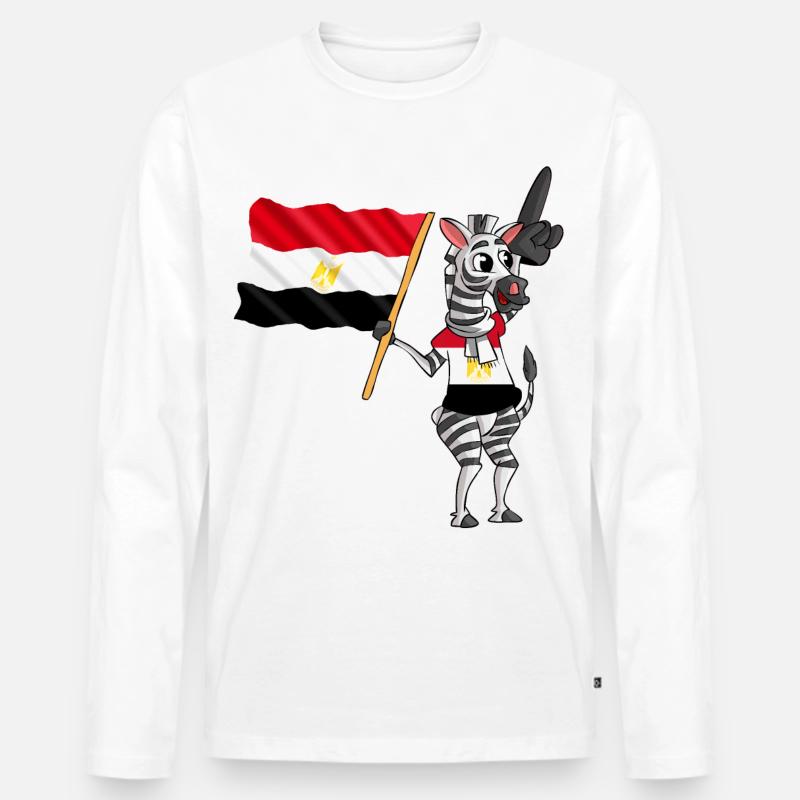 Ägypter Zebra - Männer Premium Bio Langarmshirt - Weiß