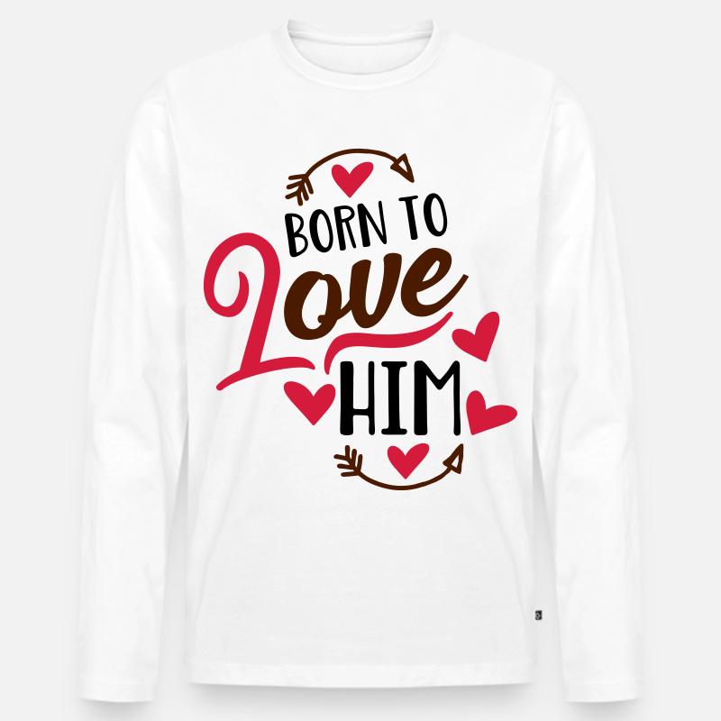 Liebe - Männer Premium Bio Langarmshirt - Weiß
