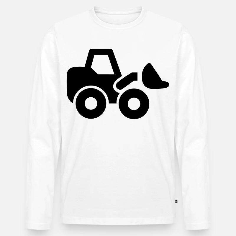 Bagger - Männer Premium Bio Langarmshirt - Weiß