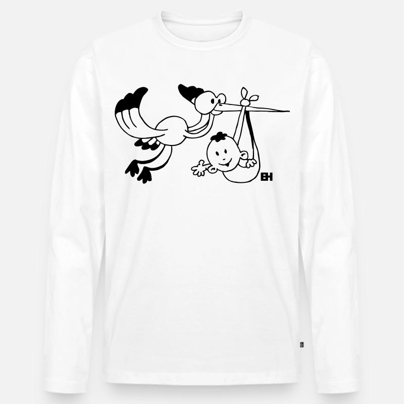 Der Storch bringt die Babys. - Männer Premium Bio Langarmshirt - Weiß