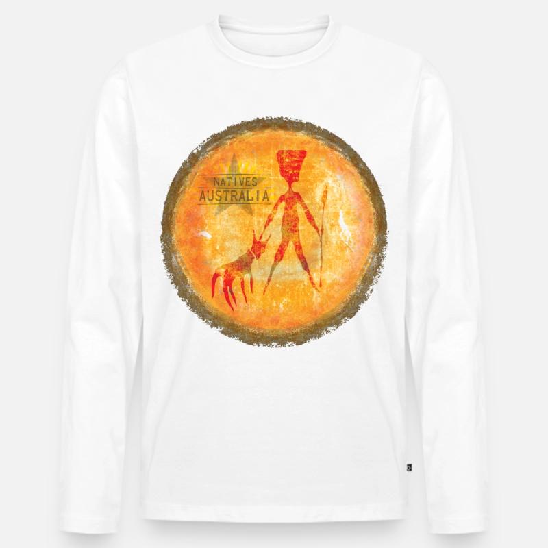 Aboriginal Kunstafari Australien - Männer Premium Bio Langarmshirt - Weiß