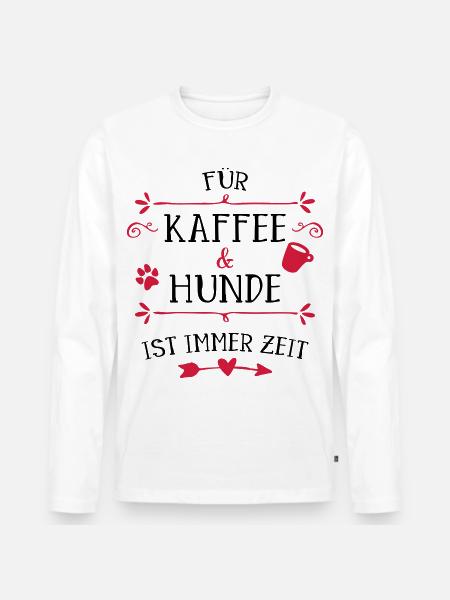 Herzpfote Kaffee Rahmen - Männer Premium Bio Langarmshirt - Weiß