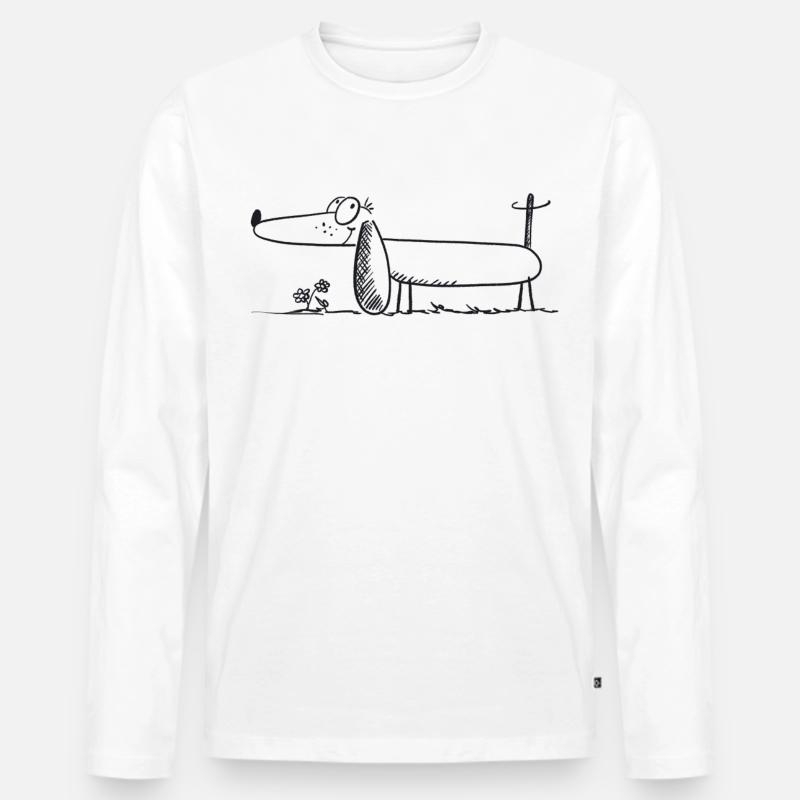 Witziger Dackel - Comic - Dachshund - Männer Premium Bio Langarmshirt - Weiß